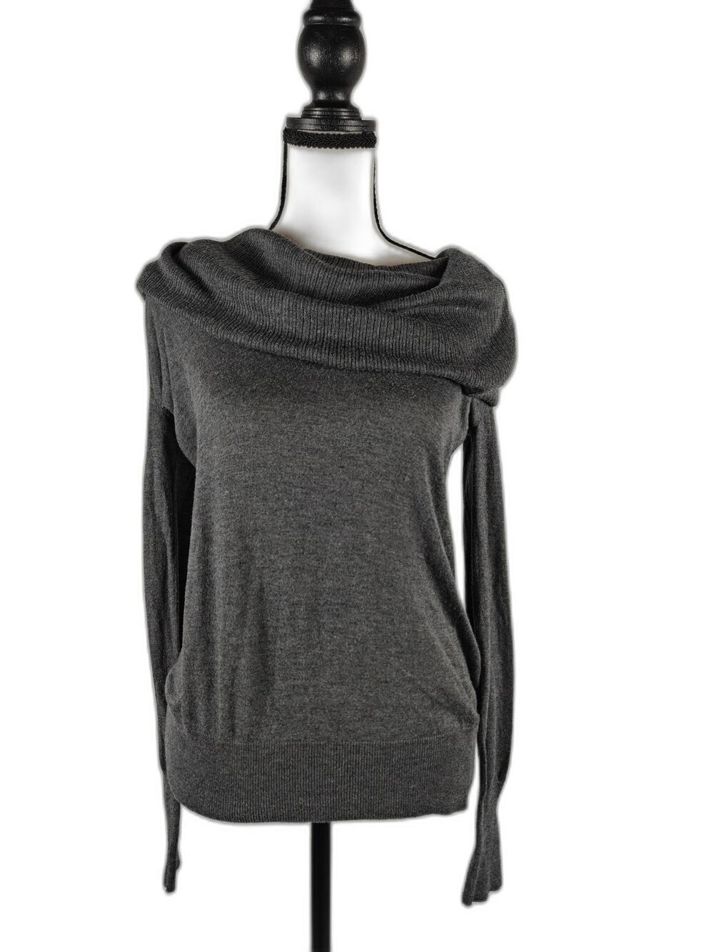 Women's Halogen Off-the-Shoulder Cowl Neck Sweater Gray Medium